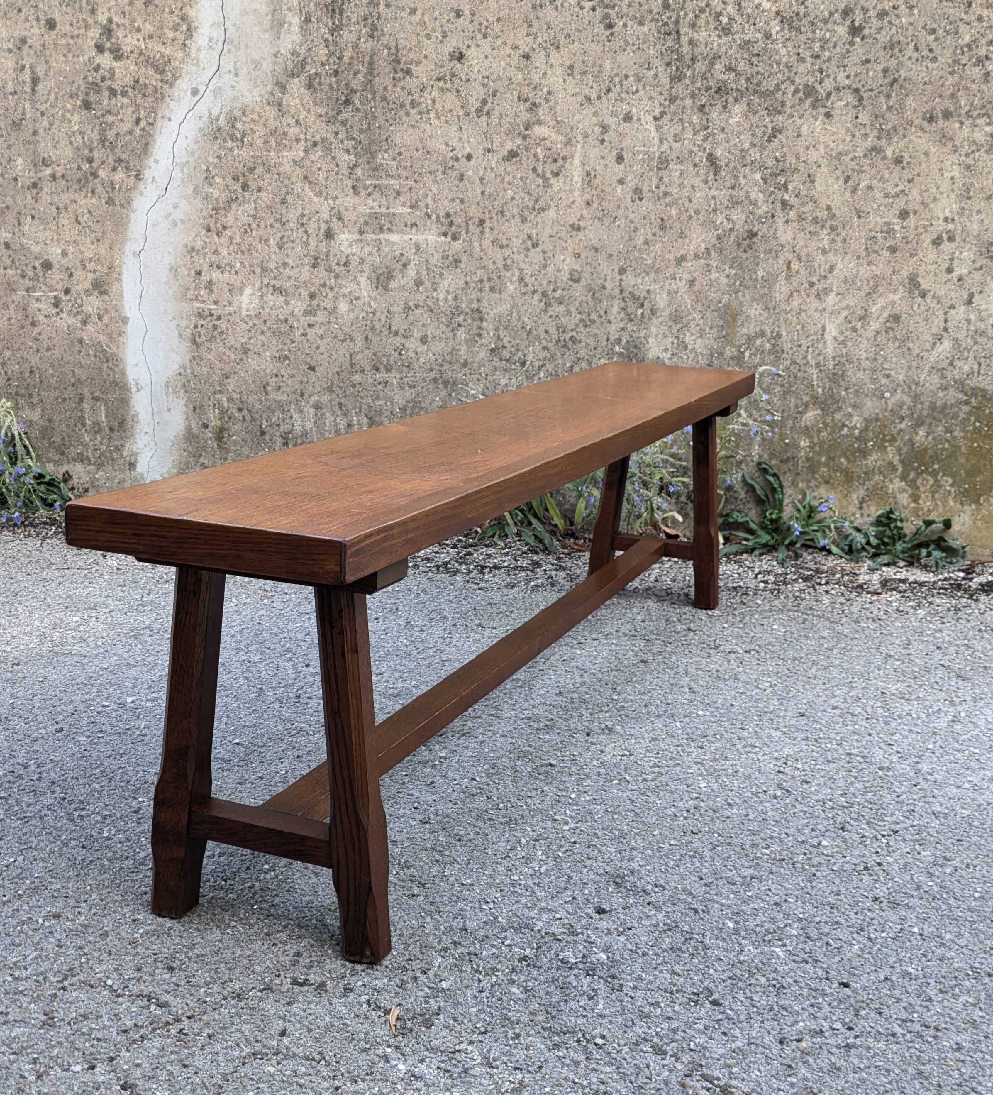 Banc rustique en chêne, France, 1970