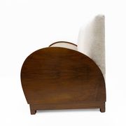 Art Deco Bouclè and Walnut Loveseat, Italy, 1930s