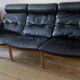 Eric Merthen leather sofa with matching ottoman, Sweden 1960s