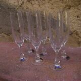 Series of six crystal champagne flutes