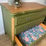 3-drawer chest of drawers redesigned in woody green and wood