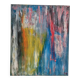 Multicoloured abstract table blue yellow pink 46x38 cm painting signed