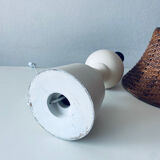 Large turned white wooden lamp