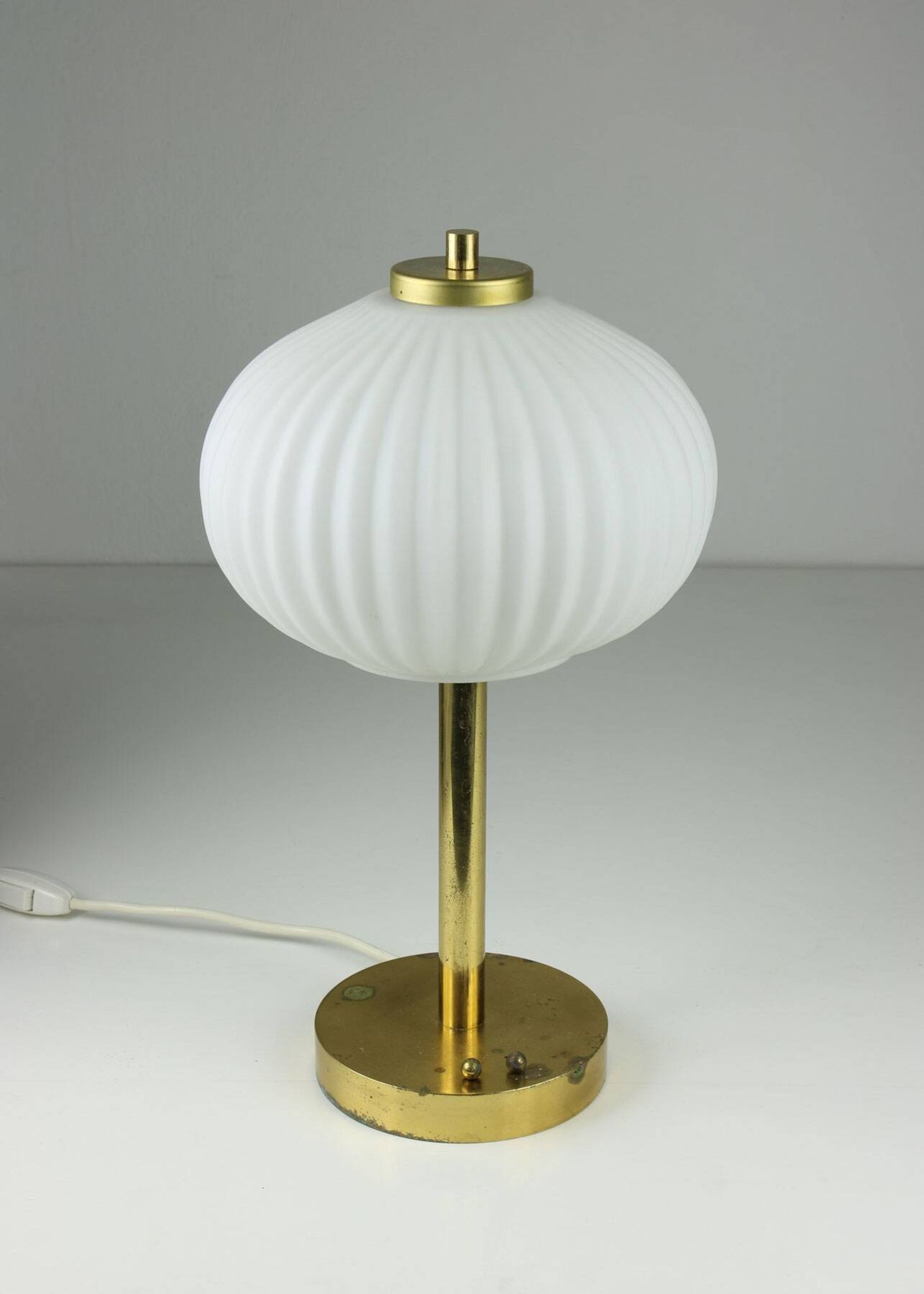 Mid-Century Brass & Glass Table Lamp