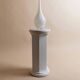 White glazed ceramic column pedestal table - 1970s Italian vintage display stand