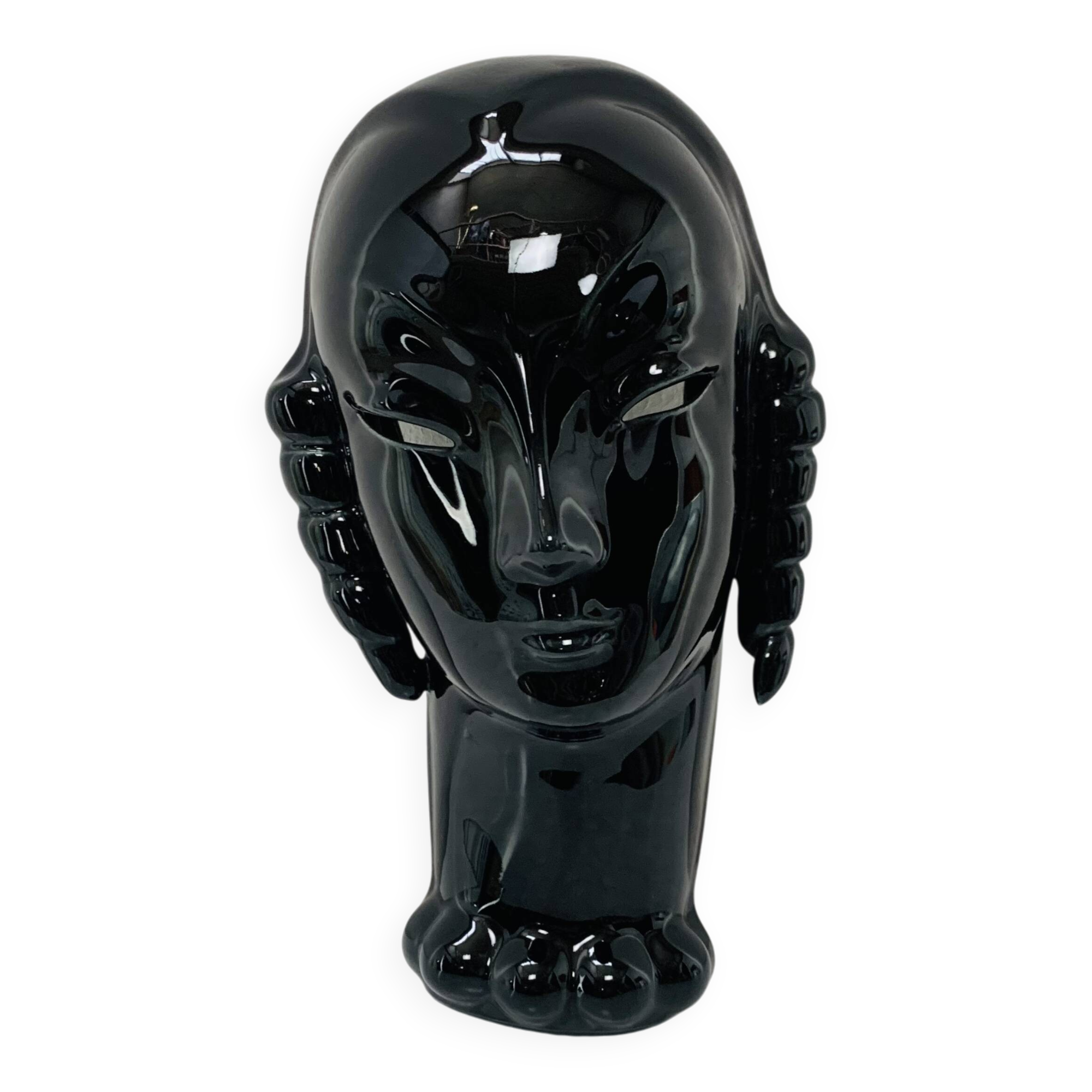 Art Deco ceramic head by Eduard Hermanutz, Villeroy & Boch, mask
