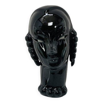 Tête en céramique art déco par Eduard Hermanutz, Villeroy & Boch, masque