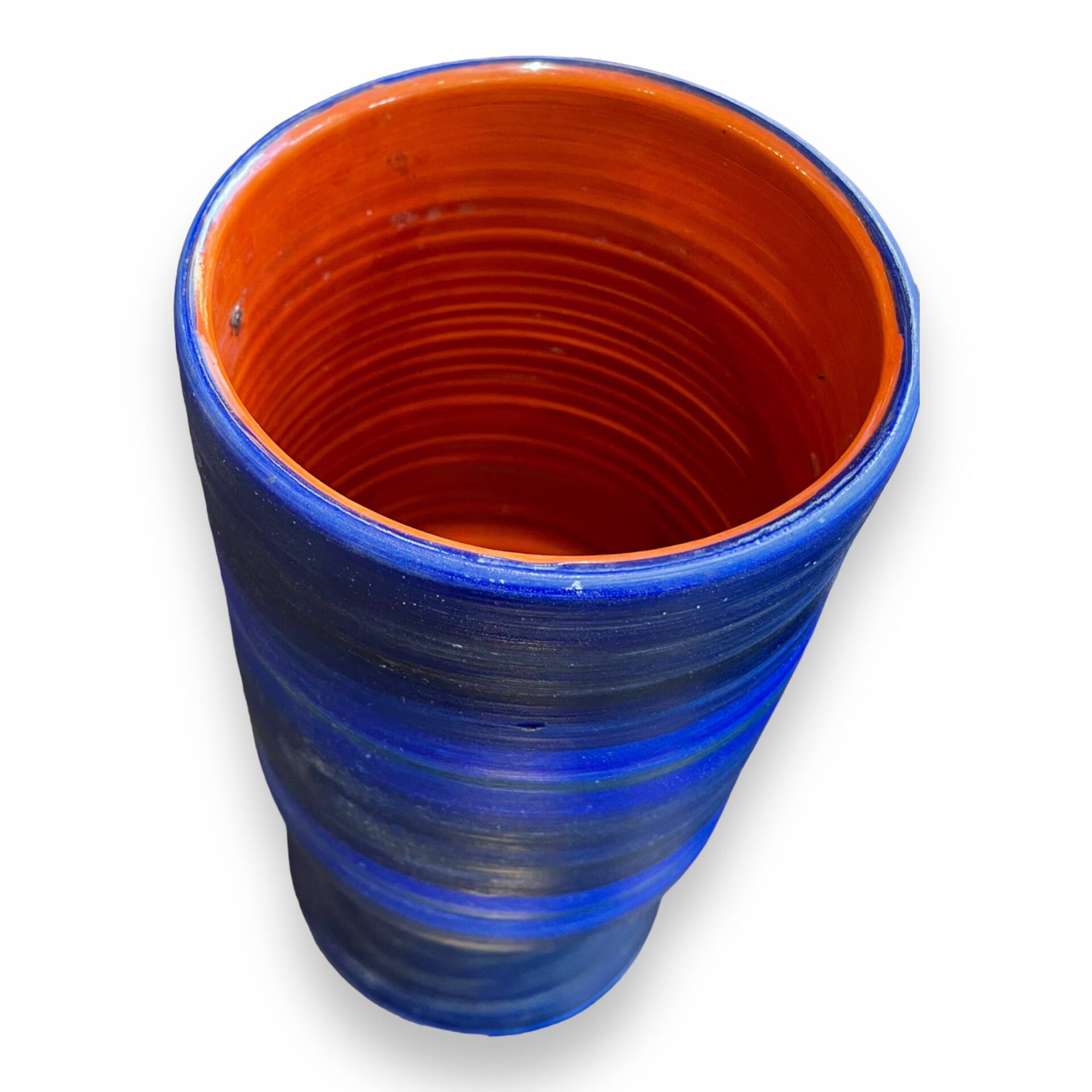 Georges Cueille Blue Vase with Rotating Decor