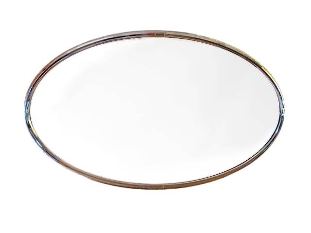 Oval art deco mirror with vintage chrome frame from the 70s