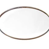 Oval art deco mirror with vintage chrome frame from the 70s