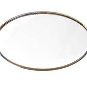 Oval Art Deco mirror with vintage chrome frame from the 1970s.