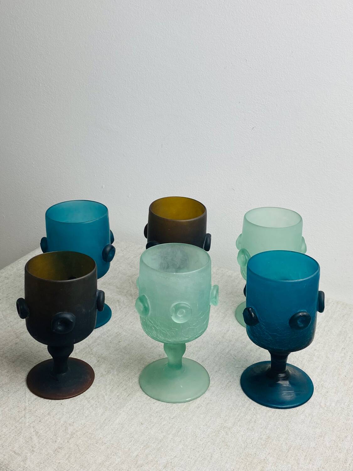 Iranian stemmed glasses in blown glass 1960