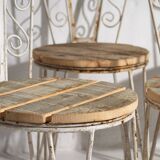 Anciennes chaises d’extérieur blanches (vers 1920). Ensemble de 4 pièces