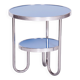 Small Czech Blue Bauhaus Table in Chrome from Kovona, 1930s