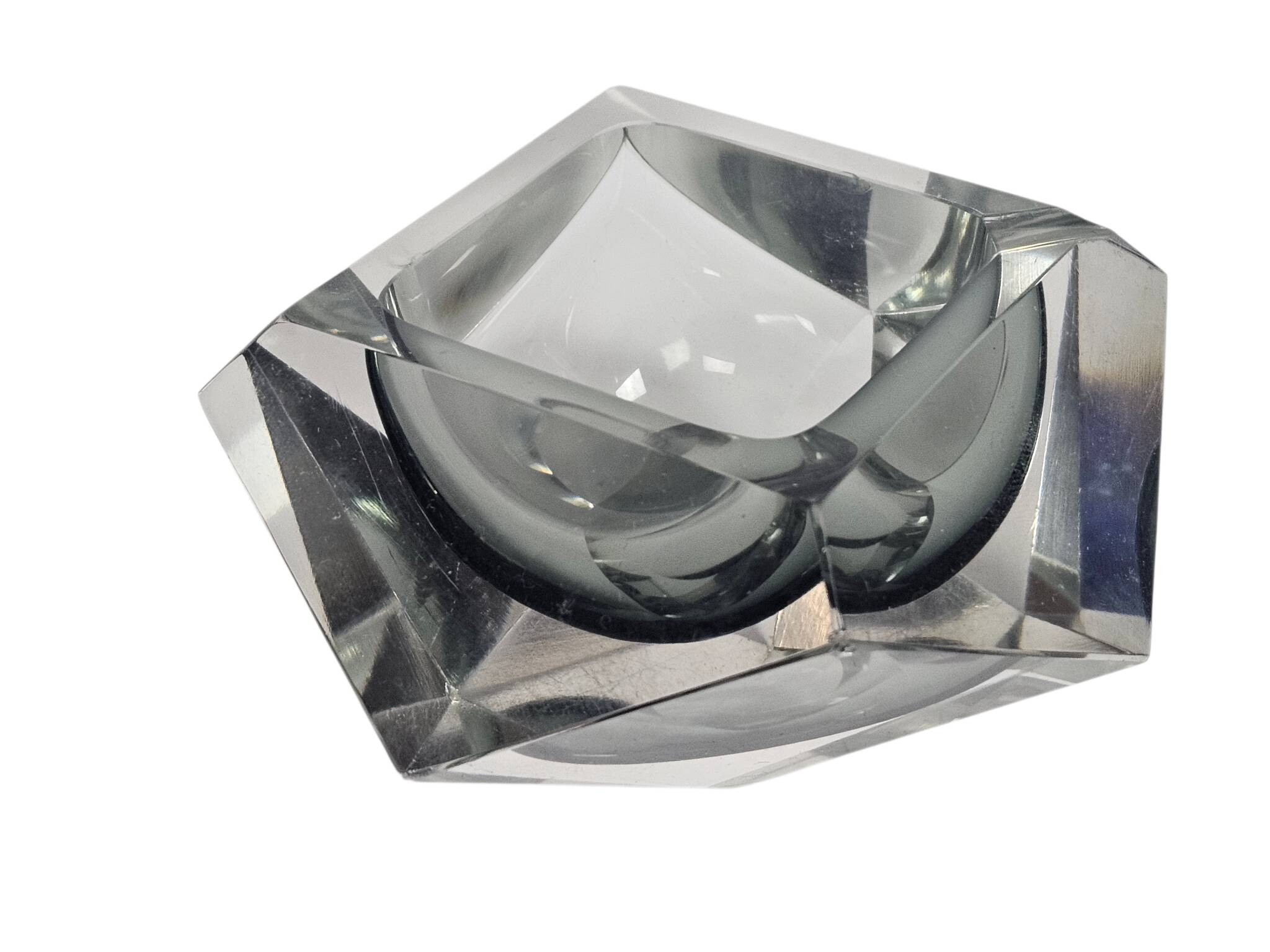Murano - Flavio Poli - Seguso - Sommerso - Ashtray - clear glass - grey