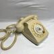 Old white dial phone beige dial, earphone, vintage velvet cover