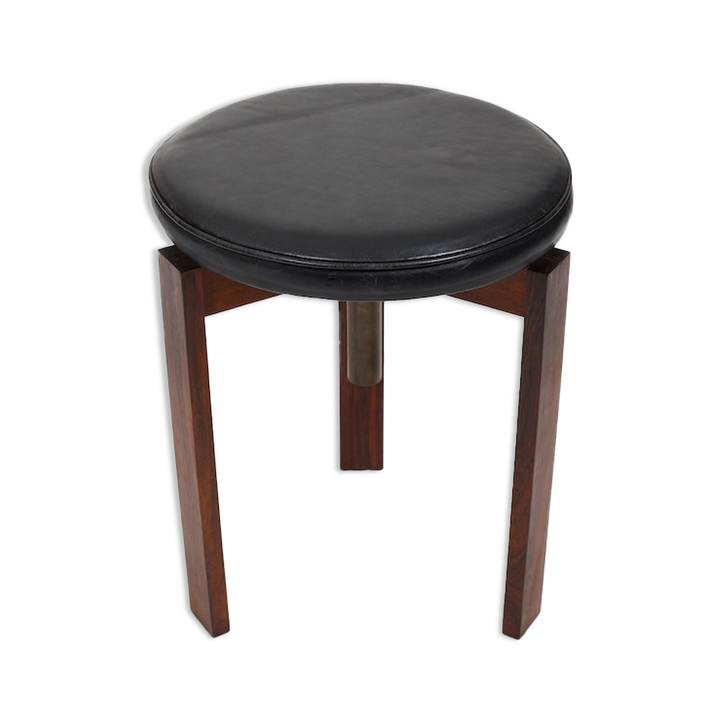 Tabouret danois réglable en hauteur avec cuir noir 1960