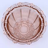 Sugar pot in worked pink glass