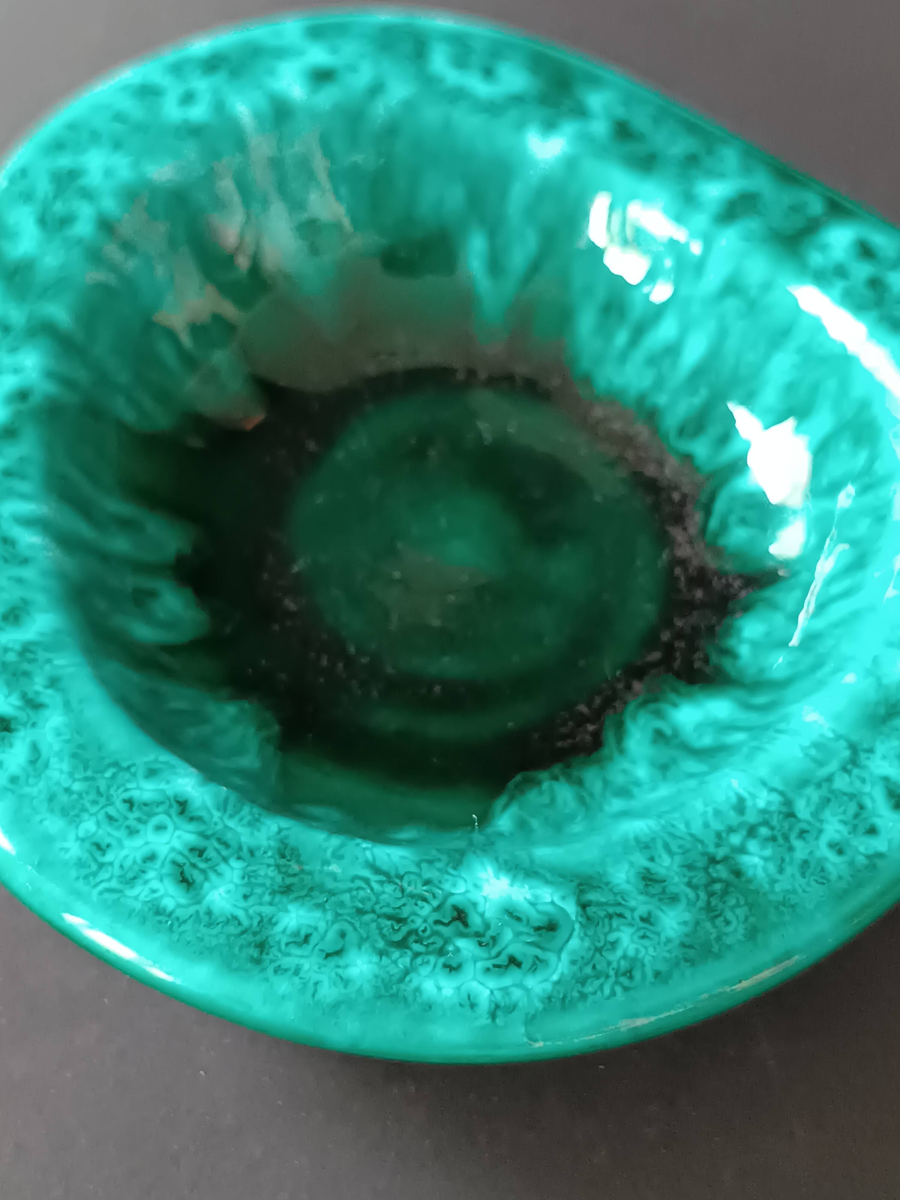 Turquoise glazed ceramic catchall by Giraud Vallauris 1960