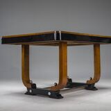 Art Deco French Walnut & Burl Dining Set, 1930s, Set of 7