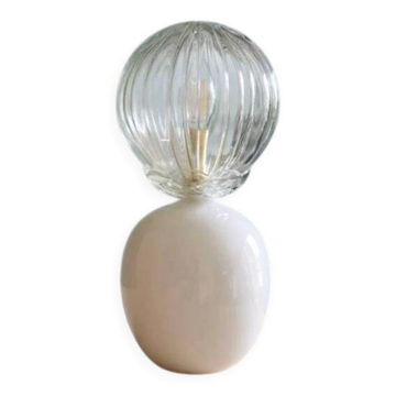 Lampe céramique & verre strié