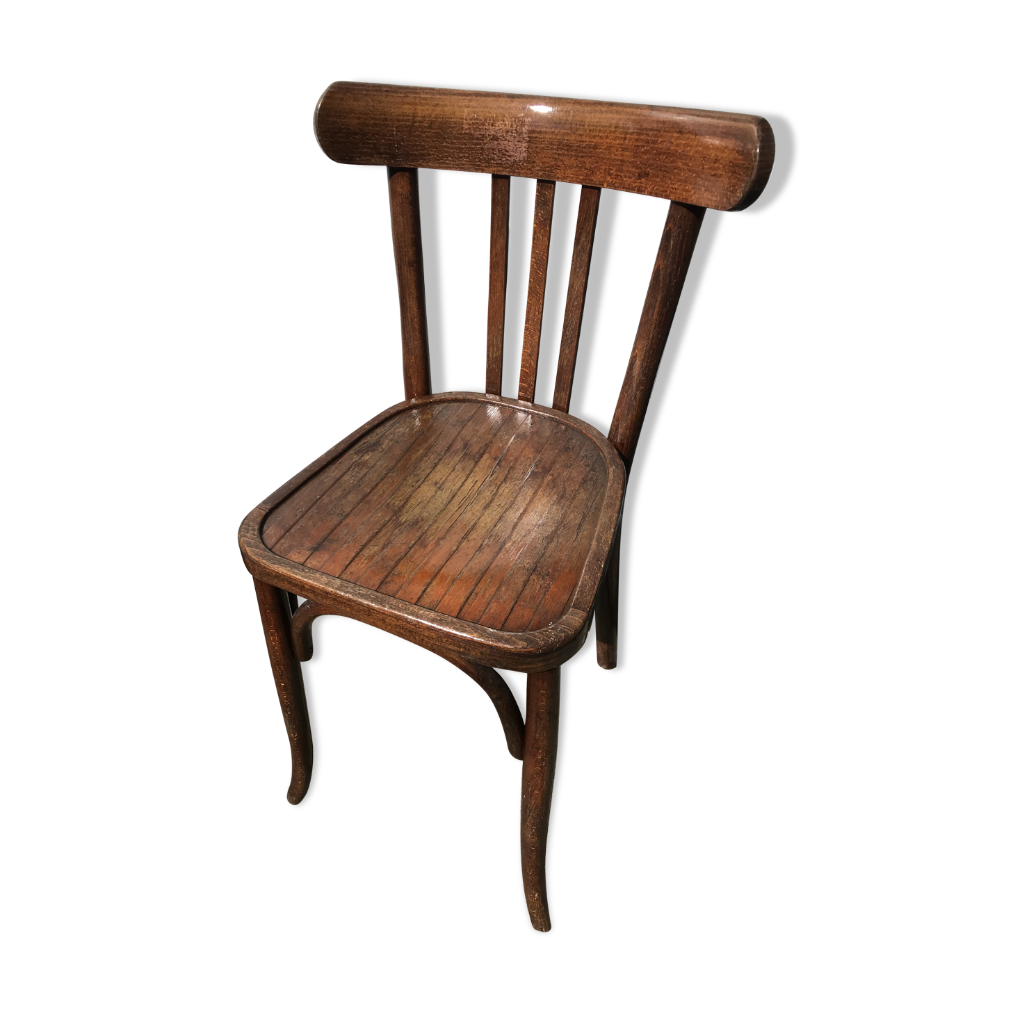 Ancienne chaise bistrot style baumann en bois années 60