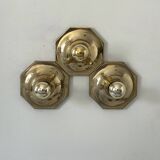 Set of 3 Motoko Ishii wall lights for staff leuchten, Brass, 1970