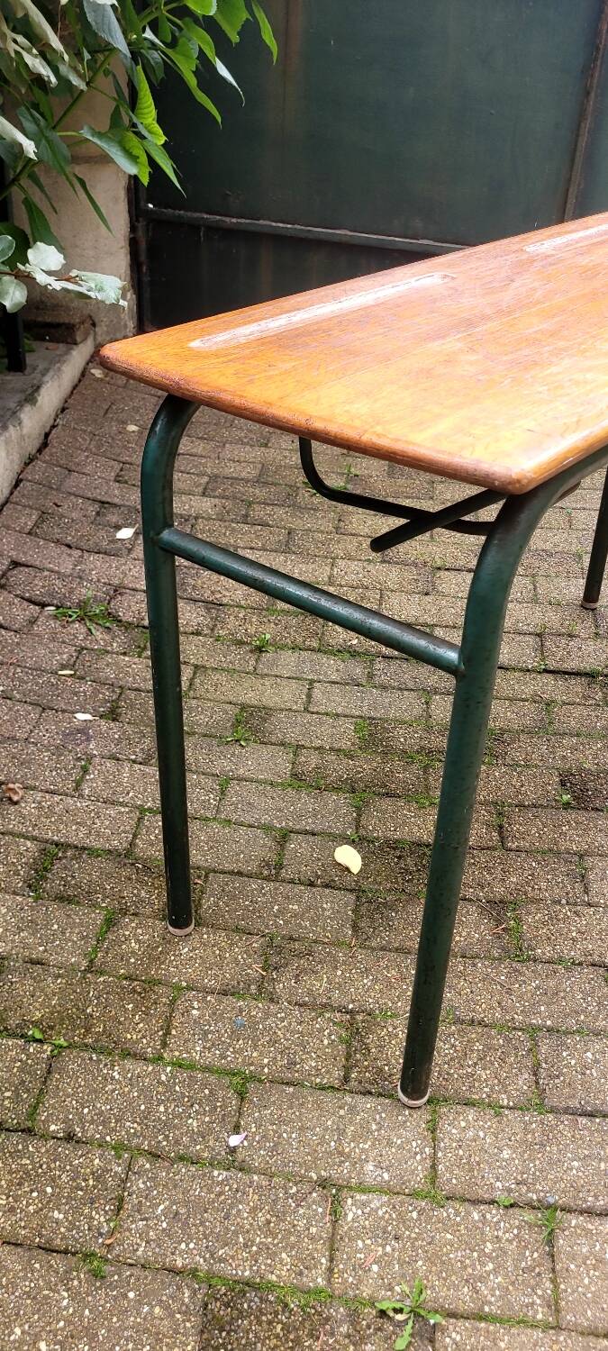 Table d'écolier vintage bois et métal