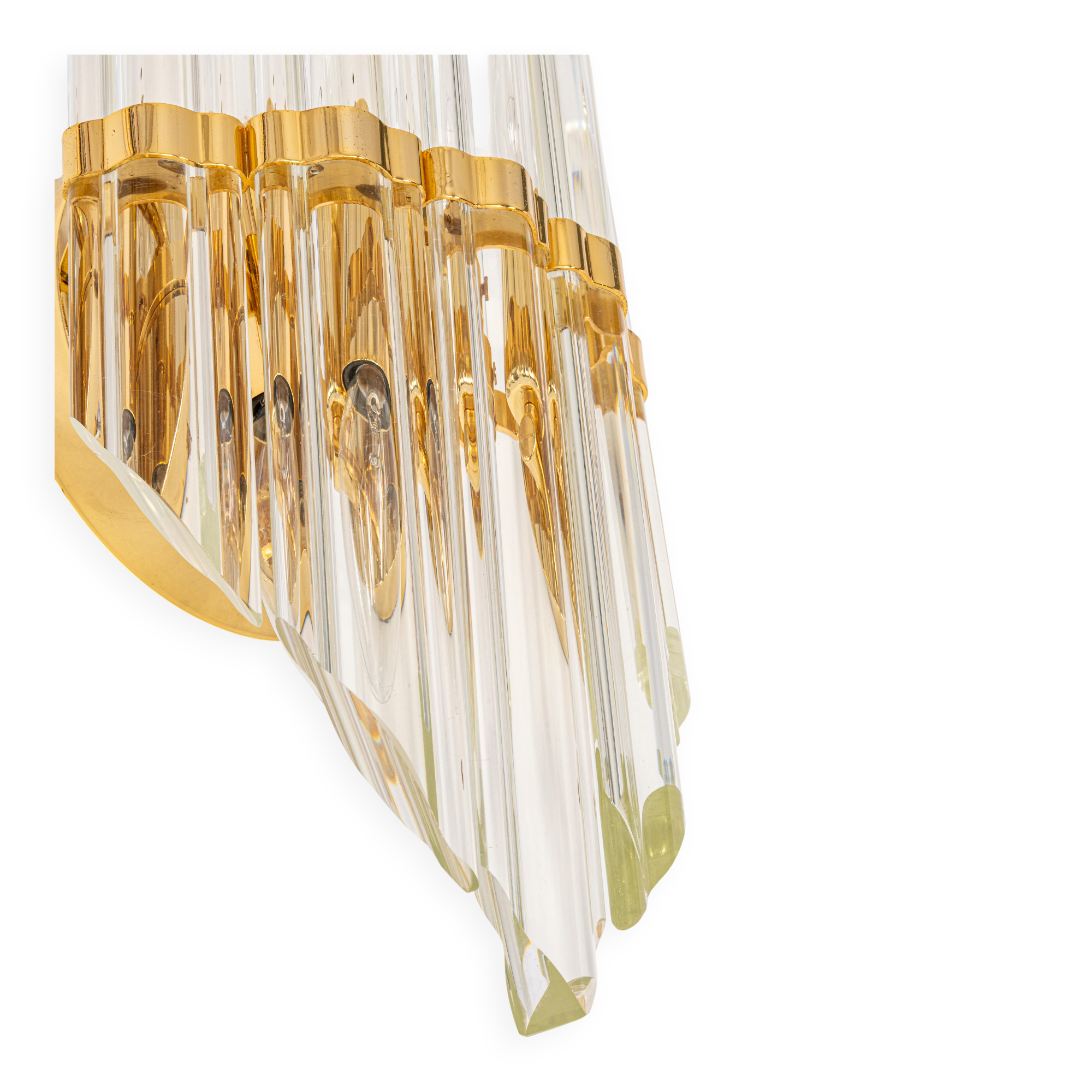 Pair of crystal glass wall sconces in the Venini style, Italy, 1970s.