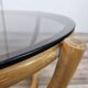 Table basse ronde vintage en bambou et verre fumé