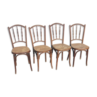 Série de 4 chaises bistrot par J & J Khon Autriche fin XIXs