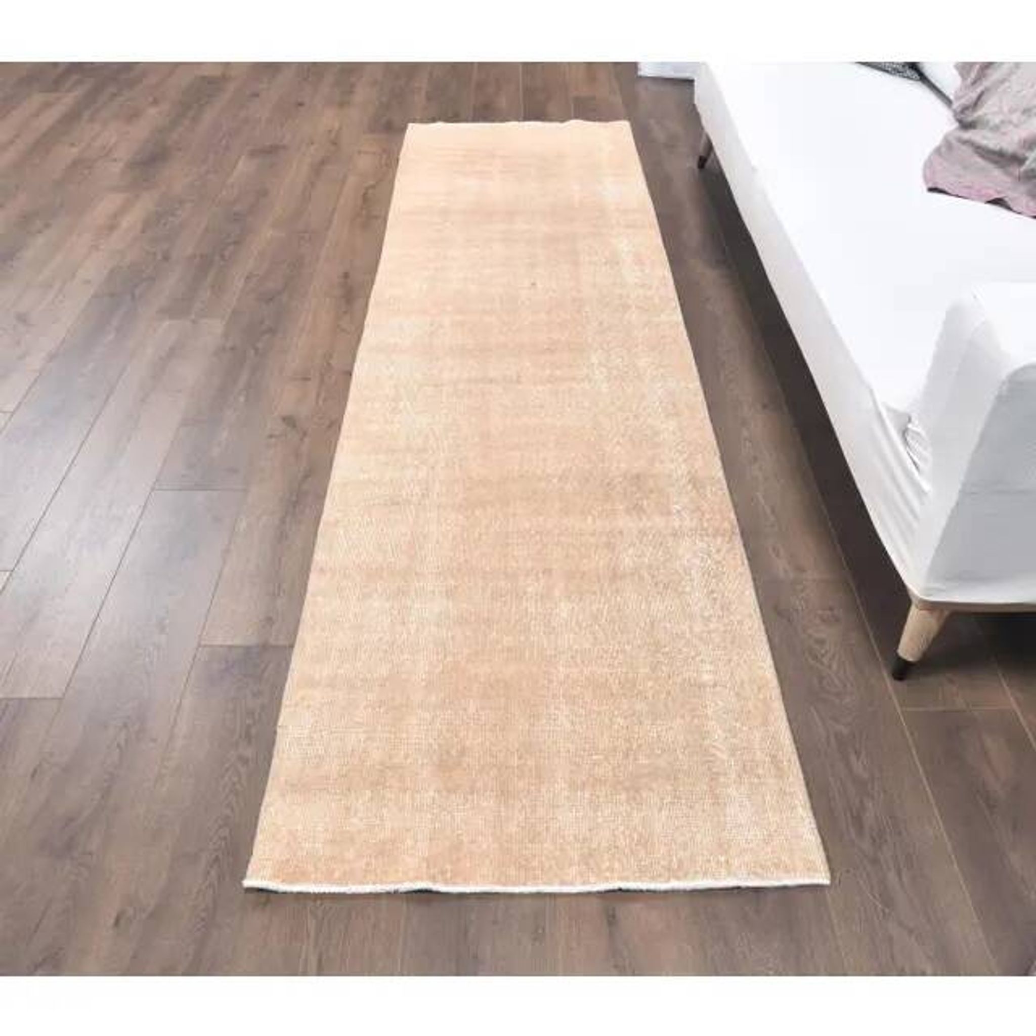 Vintage beige-blush Turkish hand-knotted runner 80x290