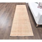 Vintage beige-blush Turkish hand-knotted runner 80x290