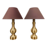 Pair of vintage turned wood lamps