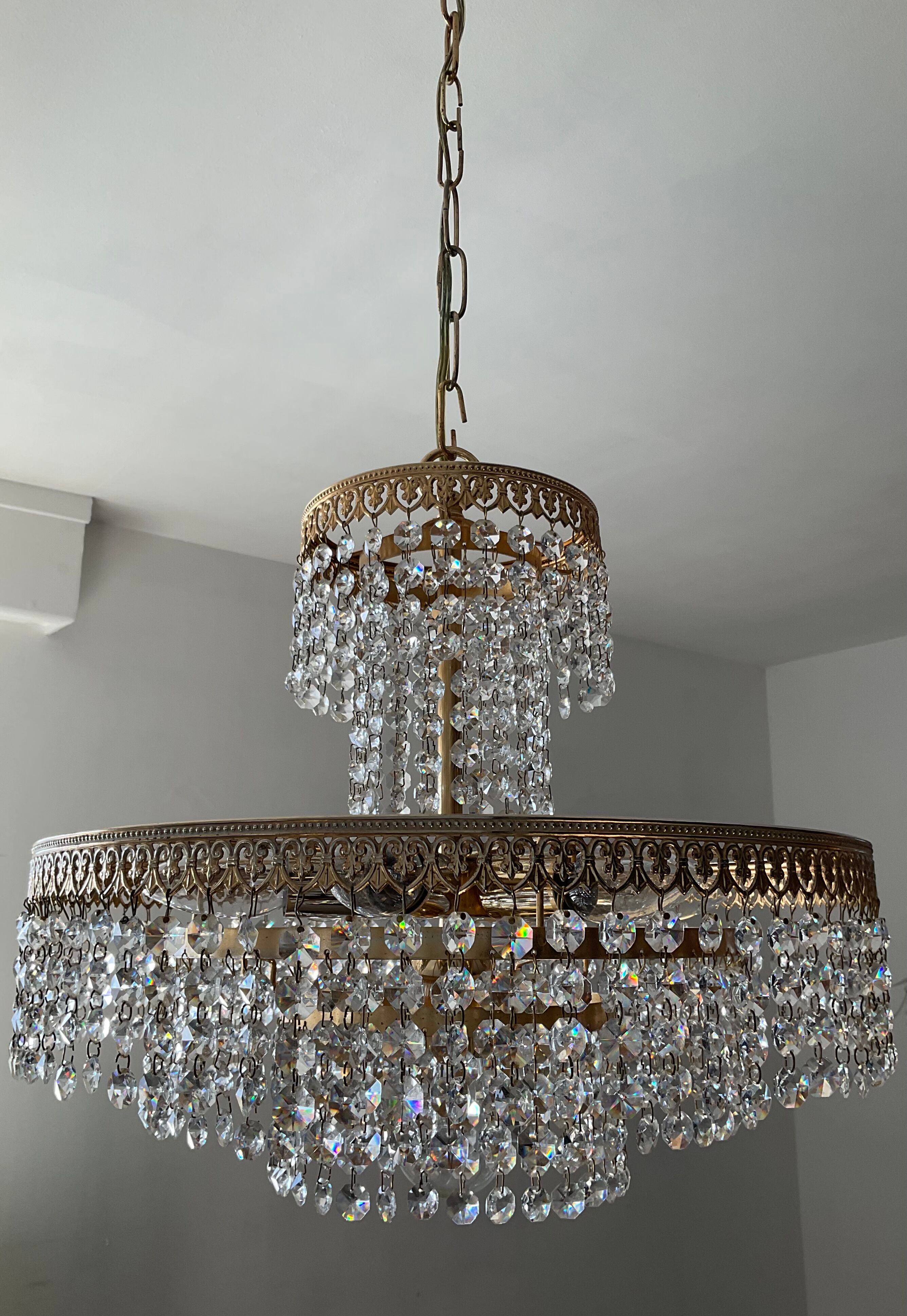 Crystal grapevine waterfall chandelier