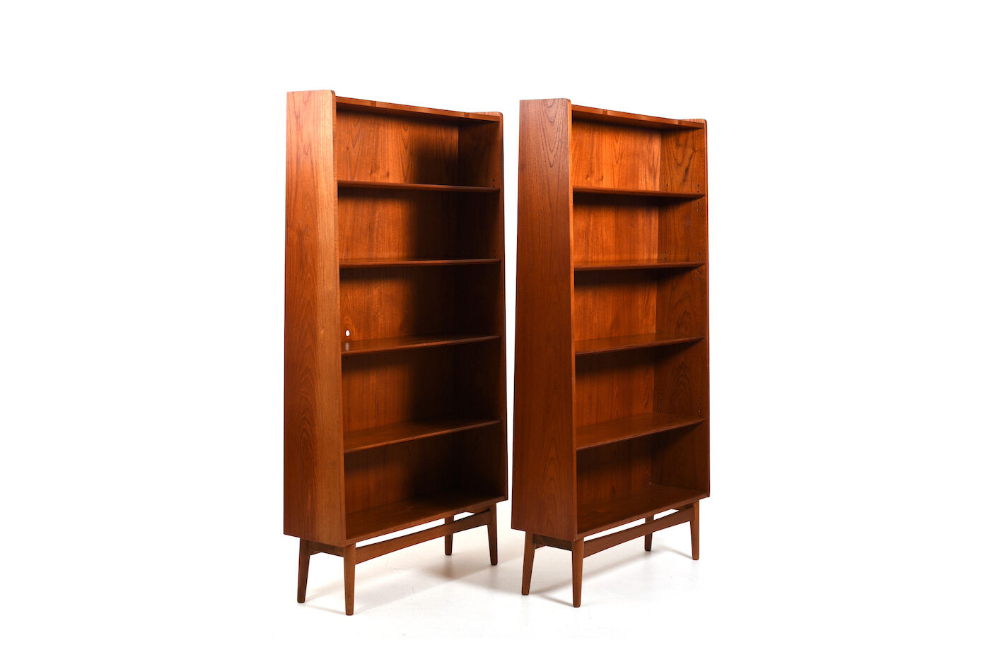 Pair conical Danish Bookcases in Teak by Johannes Sorth