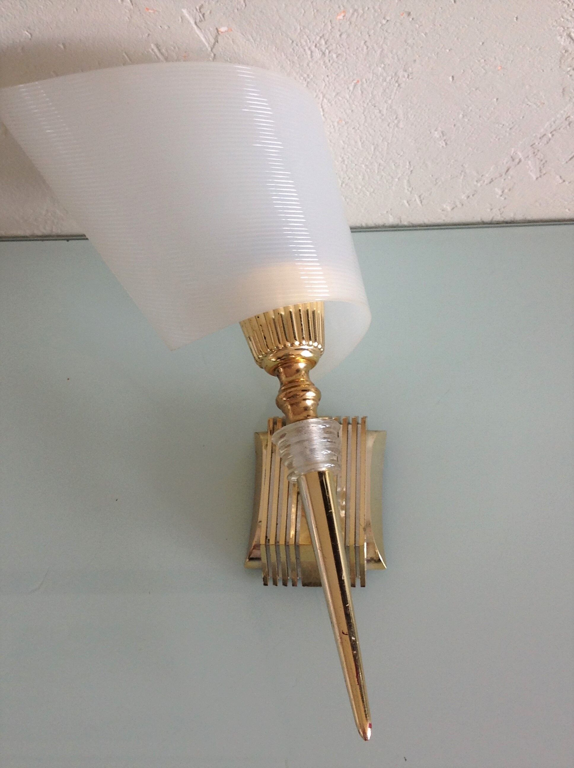 White / vintage perspex wall lamp 50s-60s