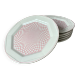 San Marciano psychedelic pink gingham plates - rare