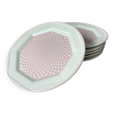 San Marciano psychedelic pink gingham plates - rare