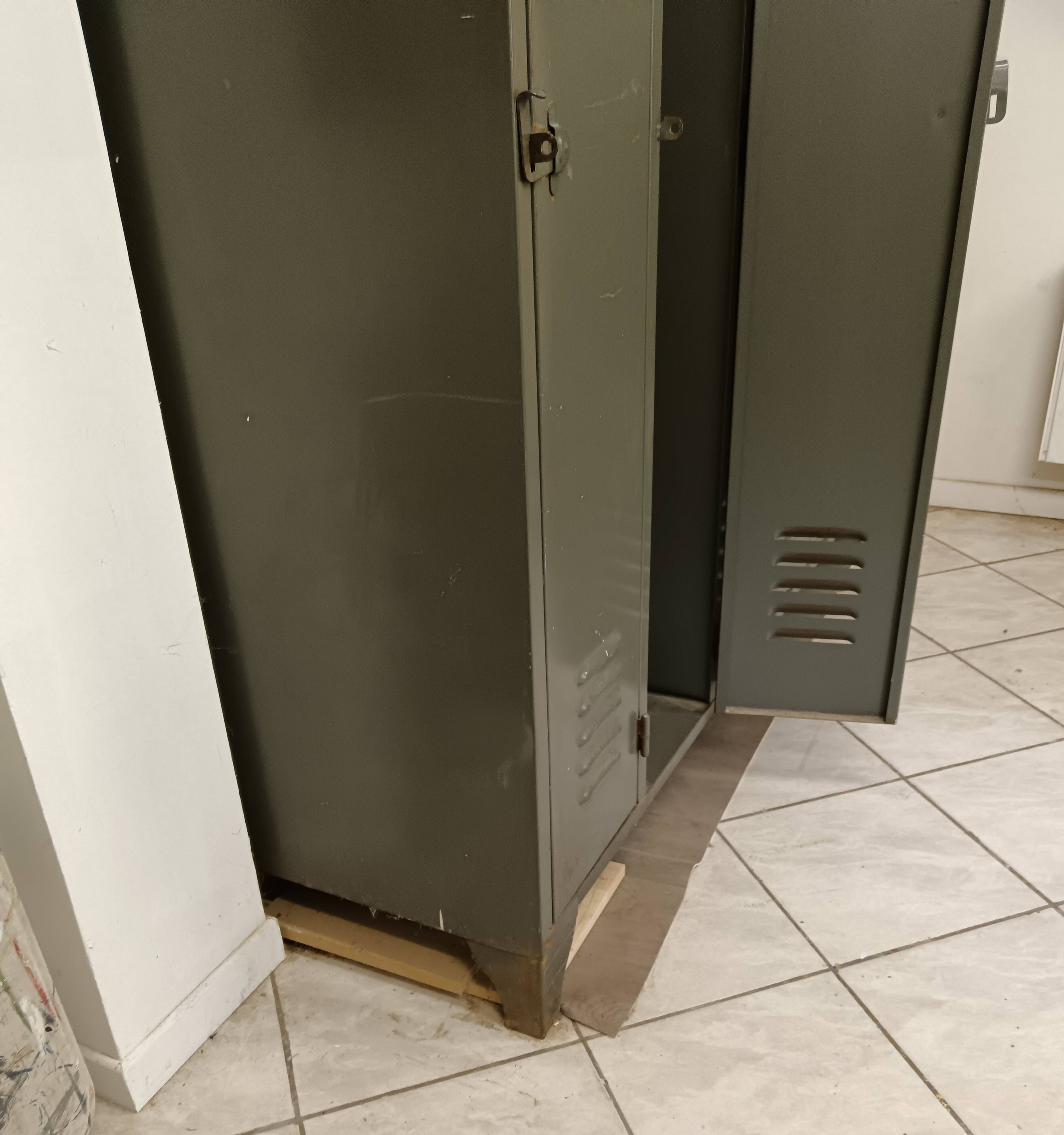 Industrial gray metal locker with 6 doors