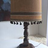 1950s turned wood table lamp