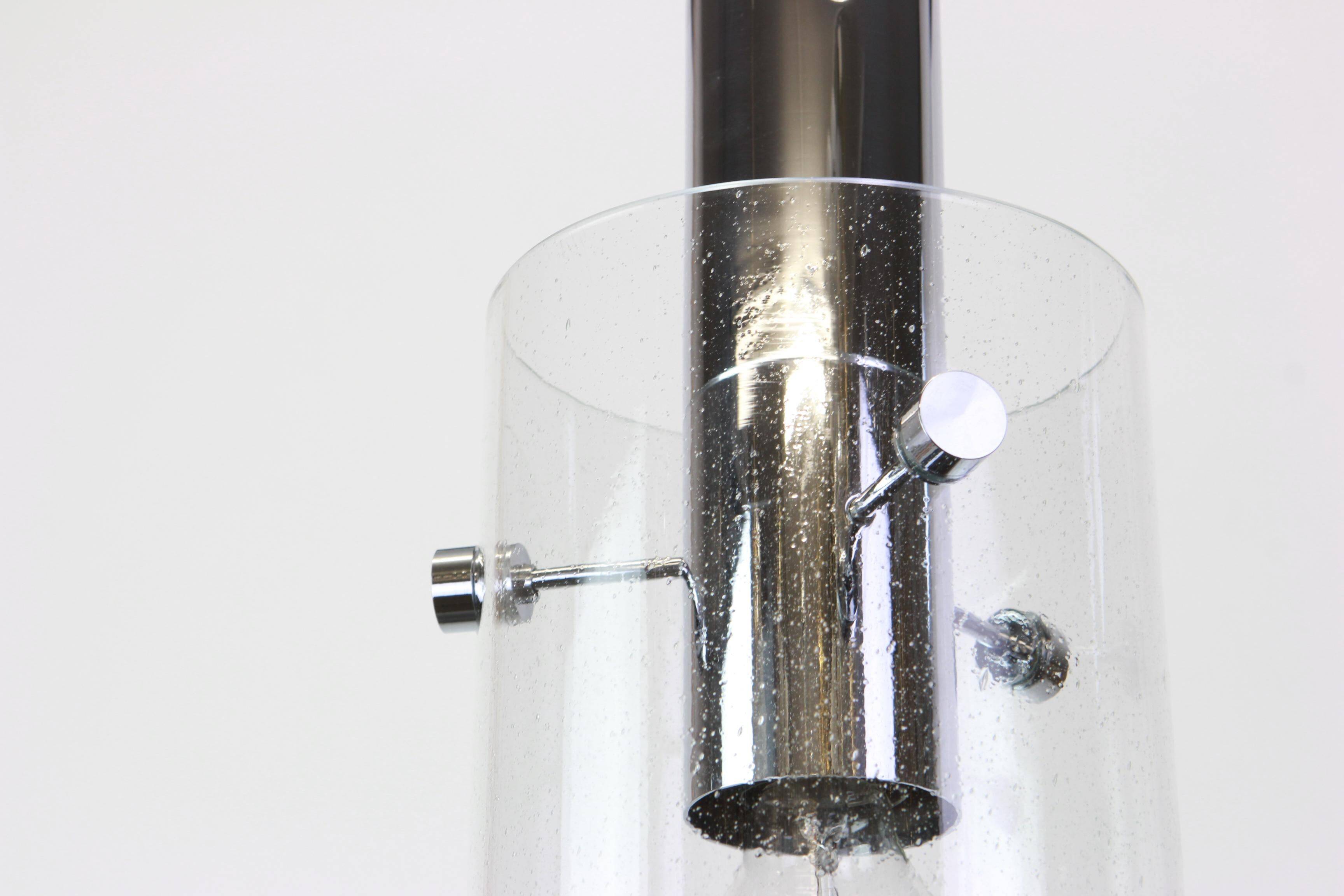 1 of 3 lantern-shaped pendant light with cylindrical glass shade by Limburg, Germany, 1960s.