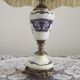 French Vintage Decorative Silver Metal and Porcelain Shaded Table Lamp