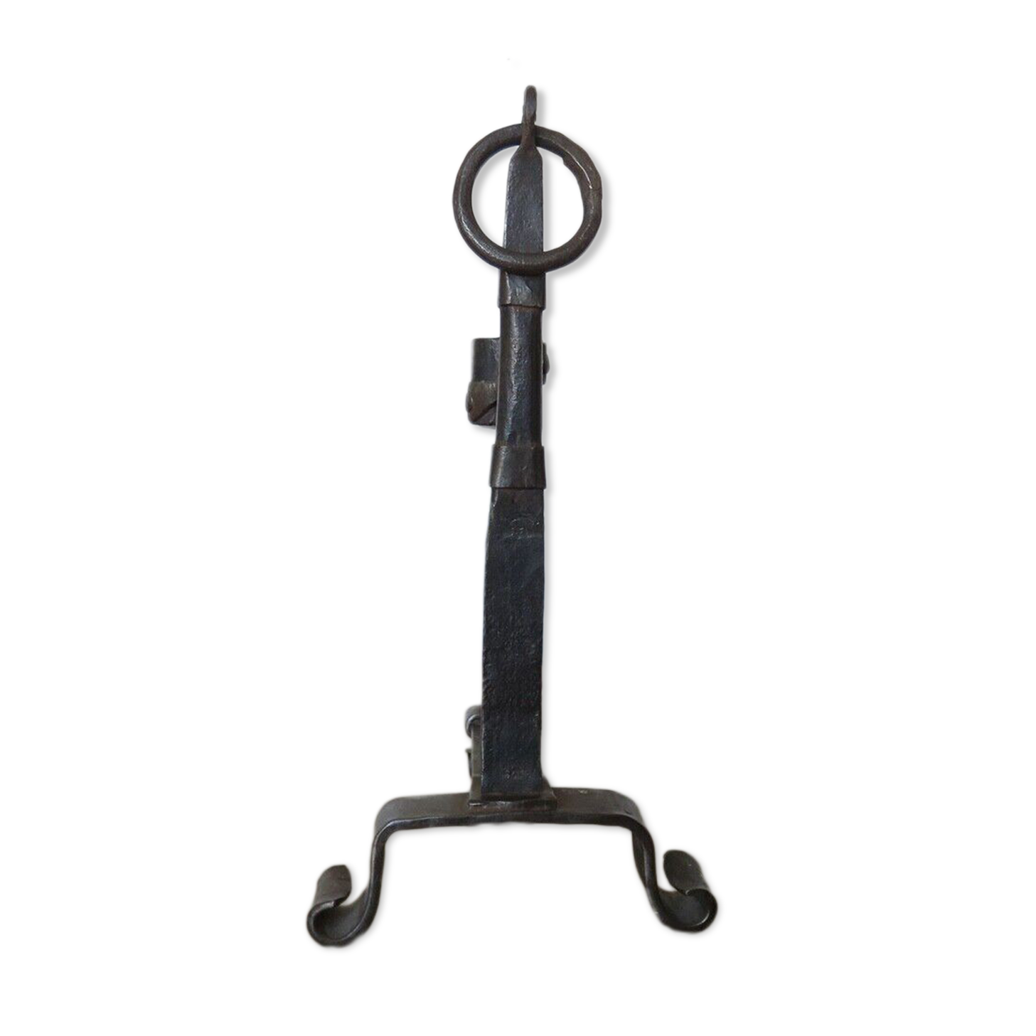 Brutalist candle holder to install or wall in blackened wrought iron blackened 40s 50s