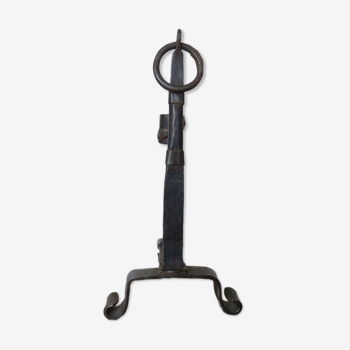 Brutalist candle holder to install or wall in blackened wrought iron blackened 40s 50s