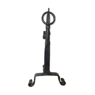 Brutalist candle holder to install or wall in blackened wrought iron blackened 40s 50s