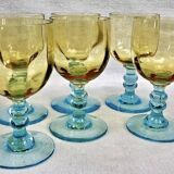 6 old two-tone George Sand wine glasses