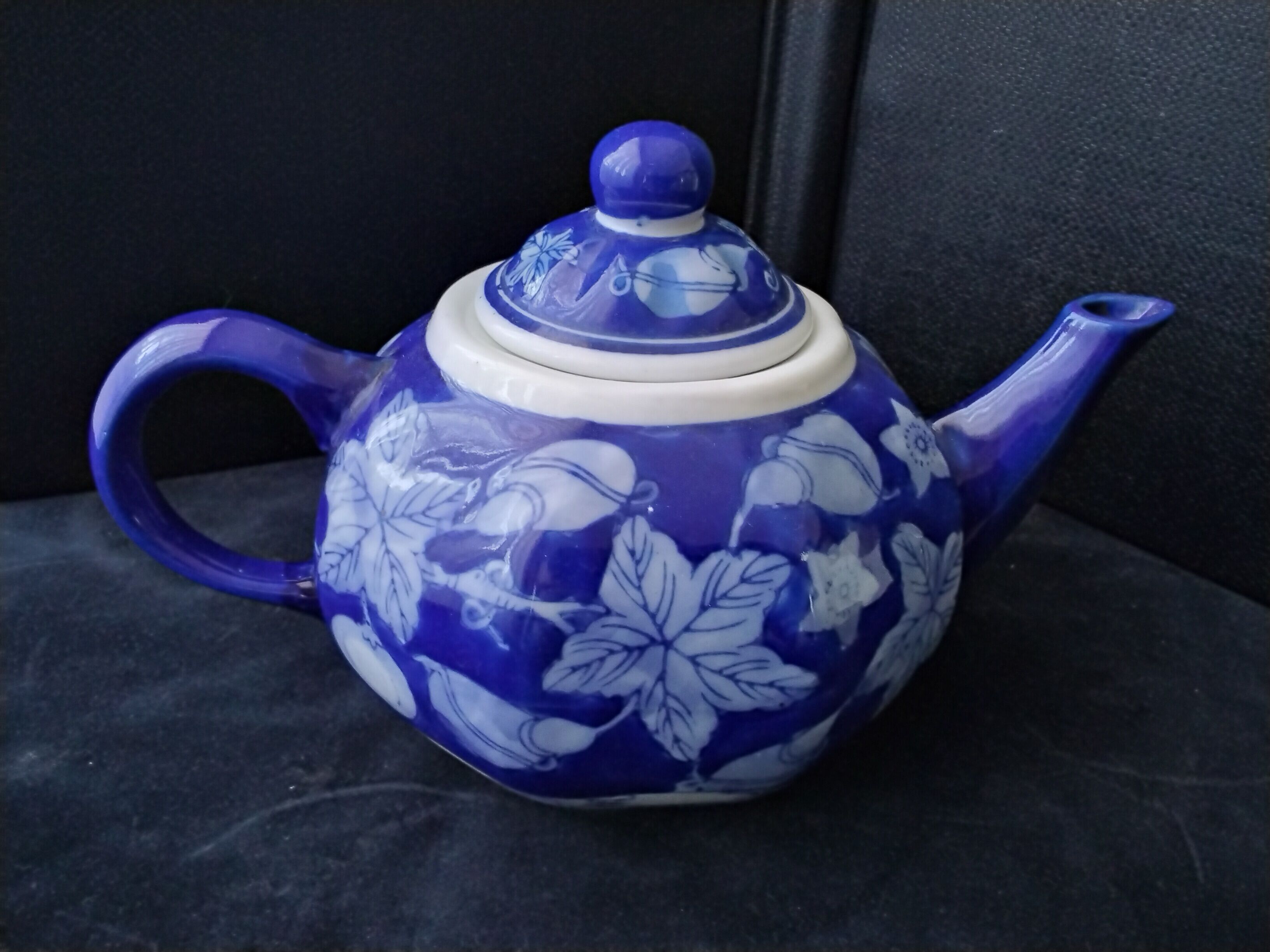 Asian ceramic teapot cobalt blue