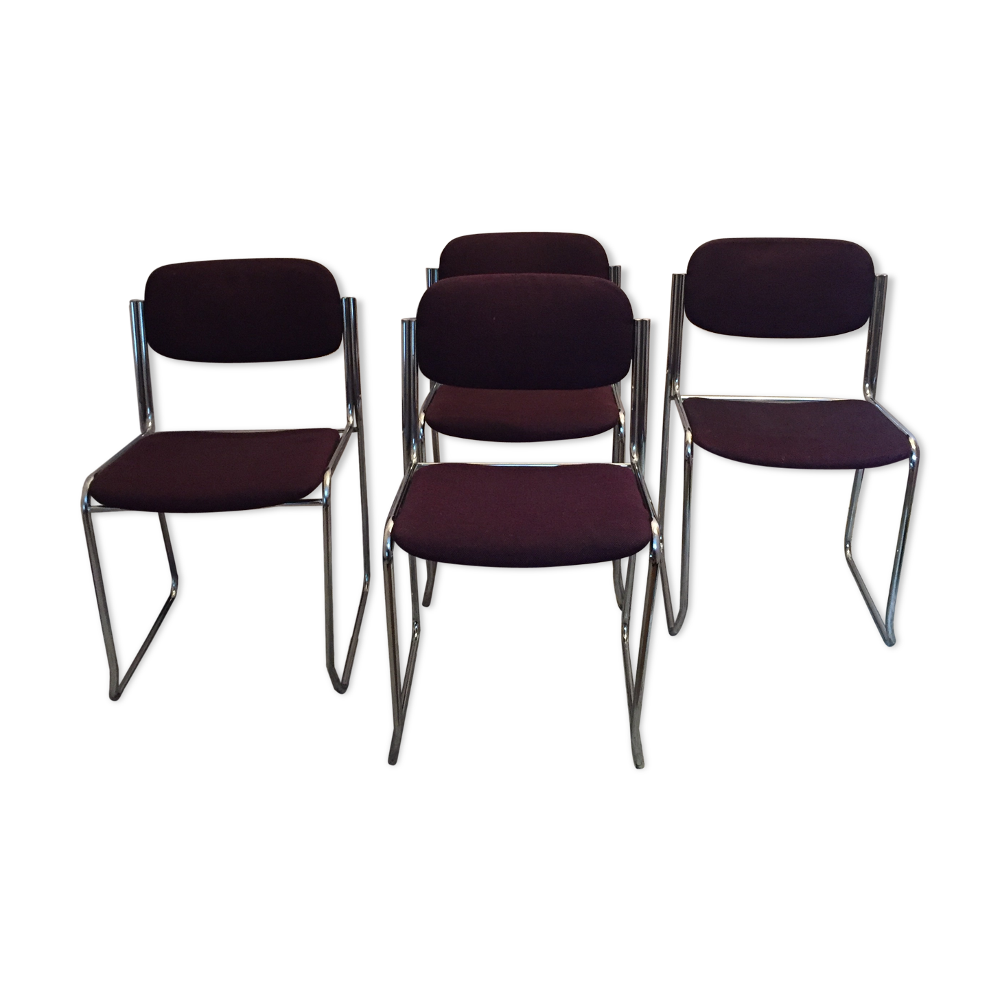 Série de 4 chaises chromées 1970