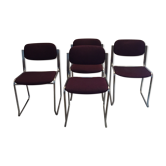 Série de 4 chaises chromées 1970